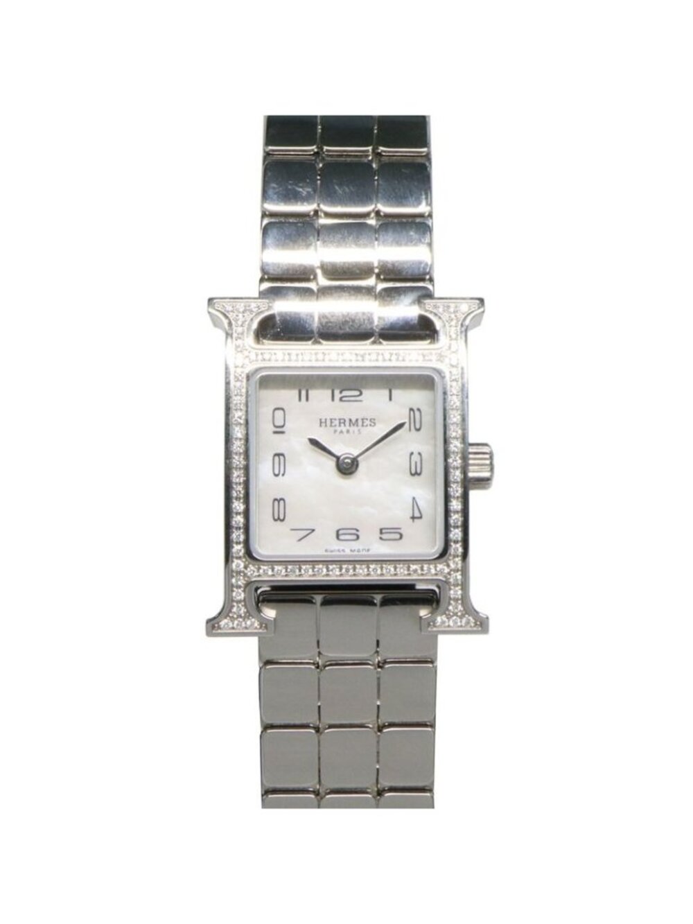 Hermes H Watch Mini 21 mm SS Ashie Bracelet White